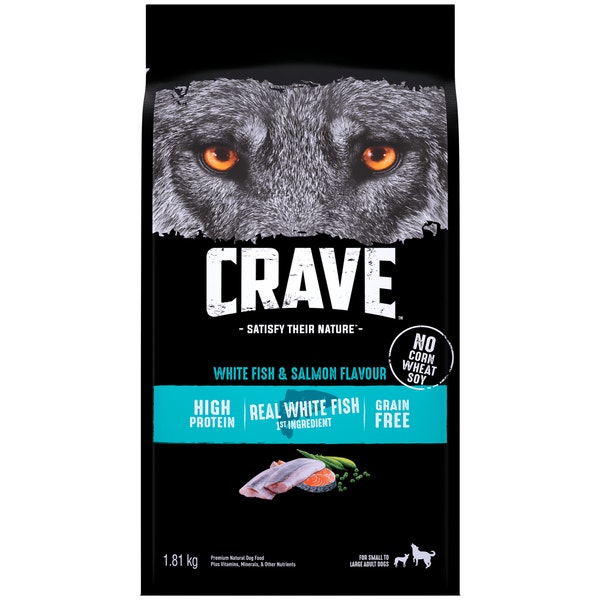 CRAVE™ Dog Food Dry Adult Protein Grain Free, White Fish & Salmon image 1