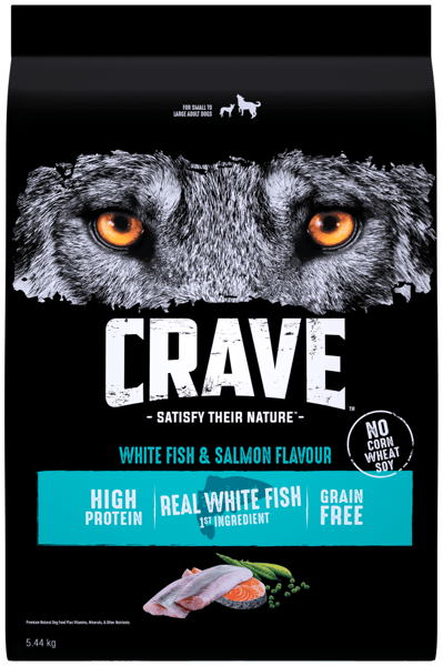 CRAVE™ Dog Food Dry Adult Protein Grain Free, White Fish & Salmon image 1